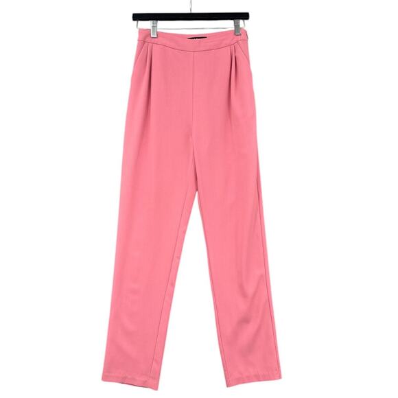 Lulus Pink Pleated Front High Waist Slim Leg Womens Career Corpcore Pants Small - Picture 1 of 7